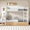 Etagenbett Metall MDF mit 4 LED Schubladen Ablage Produktbild-Vorschau 8