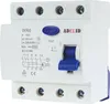 A white electrical circuit breaker with blue accents and labeling. Produktbild-Vorschau