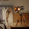 Vintage retro dřevěná stolní lampa na stativu nastavitelná Náhled obrázku produktu 6