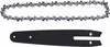 A chainsaw chain and guide bar are laid out on a white background. Náhľad obrázku produktu