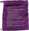 A purple fabric bag with instructions printed on it. Produktbild-Vorschau