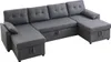 A U-shaped sectional sofa with storage compartments visible. Voir les images du produit
