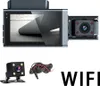 A product shot of a dashcam and its accessories, with the word "WIFI" displayed. Náhled obrázku produktu