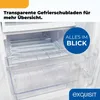 Interior view of a refrigerator or freezer compartment, showing transparent drawers and cooling elements. Produktbild-Vorschau