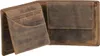 An open brown leather wallet is shown against a white background. Produktbild-Vorschau