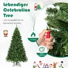 A collage-style marketing image for a Christmas tree, featuring text, icons, and illustrations. Voir les images du produit