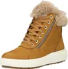 A single brown winter boot with a white sole and beige fur trim. Produktbild-Vorschau