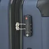 A close-up view of a blue suitcase with a black TSA lock. Produktbild-Vorschau