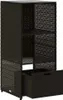 A black poly rattan garden cabinet with shelves and a drawer. Náhled obrázku produktu