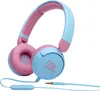 A pair of blue and pink JBL headphones is shown against a white background. Produktbild-Vorschau