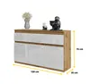 Komoda 120 Cm Dąb Wotan/ Biały Połysk 3 Szuflady, 3 Drzwi, Podgląd zdjęcia produktu 2
