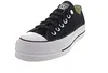 A black Converse Chuck Taylor All Star Lift Ox sneaker with a white platform sole is shown against a white background. Voir les images du produit