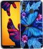 A smartphone with a decorative case featuring a blue butterfly and flowers. Produktbild-Vorschau