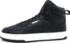 A studio shot of a single black Puma high-top sneaker with a white sole. Podgląd zdjęcia produktu