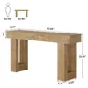 Diagram showing dimensions of a console table with a human silhouette for scale. Náhľad obrázku produktu