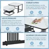 Collage of images showcasing features of a coffee table set, including its stability, ease of cleaning, and floor protection. Voir les images du produit