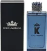 A bottle of Dolce & Gabbana K Eau de Parfum and its packaging are displayed side-by-side against a white background. Voir les images du produit