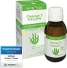 A product shot of Norsan Omega-3 vegan liquid supplement, with its box and bottle displayed, alongside a comparison award badge. Produktbild-Vorschau