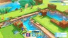 A video game scene showing characters playing a game on a colorful course with water and obstacles. Produktbild-Vorschau