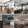 A collage of four different interior design scenes, each featuring lighting fixtures. Produktbild-Vorschau