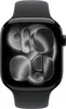 A close-up, front-facing view of a black smartwatch with a dark, abstract watch face. Anteprima dell’immagine prodotto