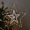 LED Stern - 3D Dekohänger - Metallstern - 30 warmweiße LED - D: 30cm - Timer - silber Produktbild-Vorschau