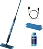 A collection of items for a Philips electric mop, including the mop itself, a charging cable, two cleaning pads, and a bottle of cleaning solution. Náhled obrázku produktu