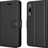 A black leather flip case for a smartphone is shown from two angles. Náhled obrázku produktu