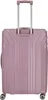 A pink suitcase with a retractable handle and wheels, shown from the back. Produktbild-Vorschau