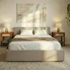 Polsterbett PESARO 160x200 cm, Greige– modernes Doppelbett Produktbild-Vorschau 2