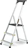 A silver step ladder with black and yellow accents, shown against a white background. Produktbild-Vorschau