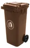 A brown wheeled trash bin shown from a slightly angled front view against a white background. Náhľad obrázku produktu