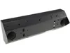 The back view of a black and gray multi-outlet power strip designed for corner mounting. Produktbild-Vorschau