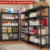 A pantry or storage room filled with shelves of food and household items. Produktbild-Vorschau