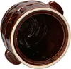 A brown ceramic pot with a white rim, viewed from the top. Voir les images du produit