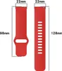 Two red watch straps are shown side-by-side with dimensions indicated. Produktbild-Vorschau