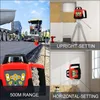 A collage of images showing a laser level tool in different settings and orientations, including construction sites and indoor use. Podgląd zdjęcia produktu