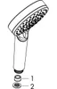 A line drawing of a hand-held shower head with two small circular parts labeled 1 and 2 below it. Náhľad obrázku produktu