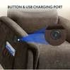 Close-up of a brown recliner chair, highlighting a USB charging port and a pocket with the FlexiSpot logo. Anteprima dell’immagine prodotto