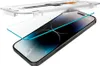 A screen protector and its installation guide are shown above an iPhone. Produktbild-Vorschau