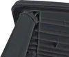 A close-up view of the corner joint of a dark gray plastic garden table. Podgląd zdjęcia produktu