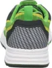 Rear view of a green and yellow athletic shoe. Voir les images du produit