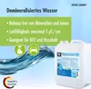 A large plastic container of demineralized water with promotional text and icons. Produktbild-Vorschau