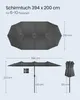 Diagrams showing the dimensions of a large outdoor umbrella. Produktbild-Vorschau