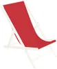 A red fabric sling chair with a white wooden frame, presented against a white background. Produktbild-Vorschau