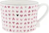 Tasse, Becher Hearts all over Herzen weiß rosa 300ml Produktbild-Vorschau 1