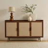 3-türiges Sideboard in Nussbaumoptik mit Stofffronten  B Produktbild-Vorschau 2