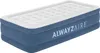 A blue and white inflatable air mattress is shown from a slightly elevated side angle on a white background. Produktbild-Vorschau