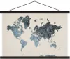 MuchoWow® Textilposter Weltkarte - Schwarz - Silber 120x80 Produktbild-Vorschau 1