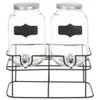 vidaXL Getränkespender 2 Stk. mit Ständer 2 x 4 L Glas Produktbild-Vorschau 3